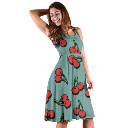 Cherry Pattern Print Design CH03 Midi Dress