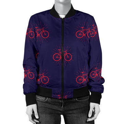 Bicycle Pattern Print Design 01 Women's Bomber Jacket