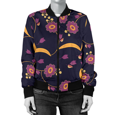 Anemone Pattern Print Design AM012 Women Bomber Jacket