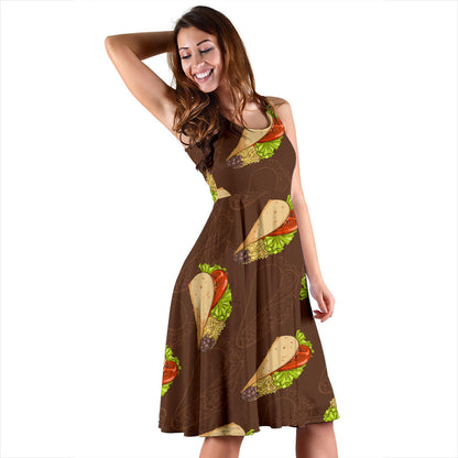 Taco Pattern Print Design TC08 Midi Dress