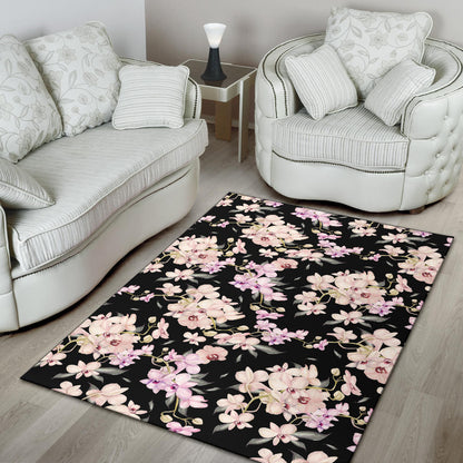 Orchid White Pattern Print Design OR03 Area Rugs