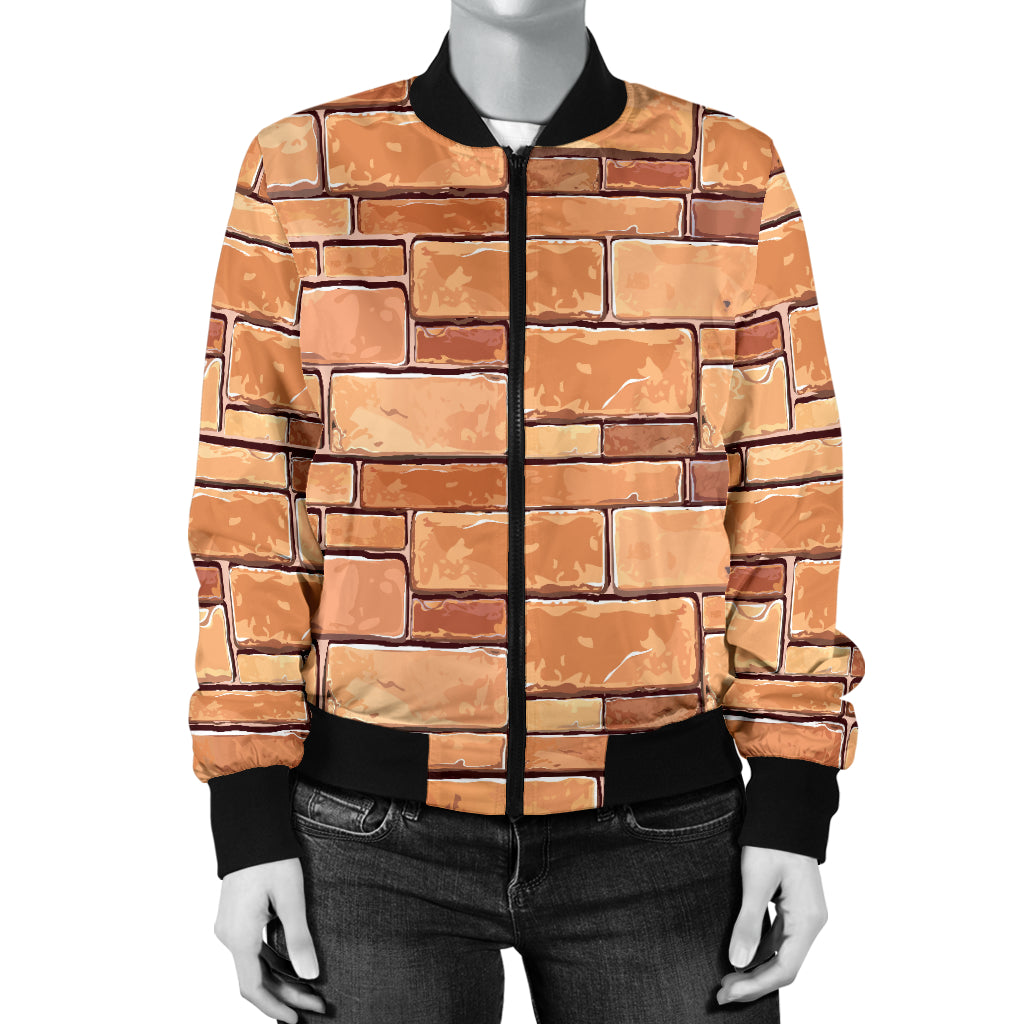 Brick Pattern Print Design 01 Women's Bomber Jacket
