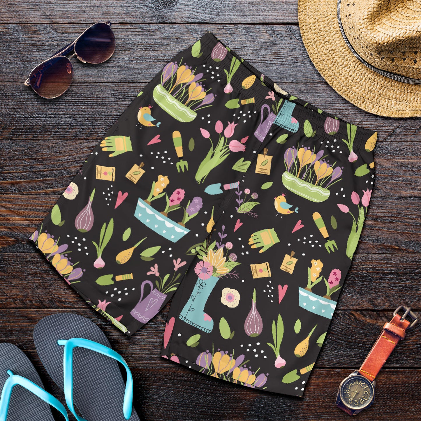 Gardening Pattern Print Design G03 Mens Shorts