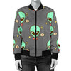 Alien Pattern Print Design 02 Women's Bomber Jacket