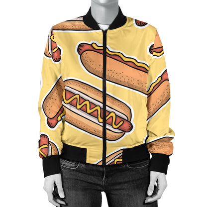 Hot Dog Pattern Print Design 01 Women's Bomber Jacket