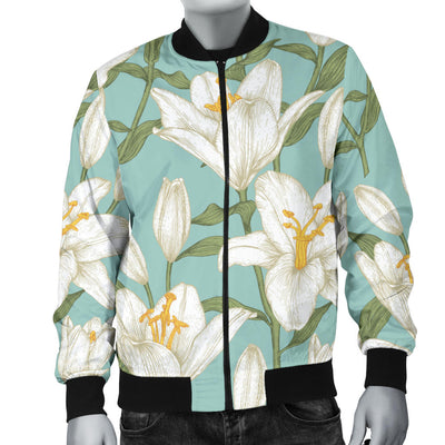 Lily Pattern Print Design LY09 Men Bomber Jacket
