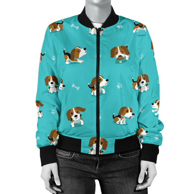 Beagle Pattern Print Design 05 Women's Bomber Jacket