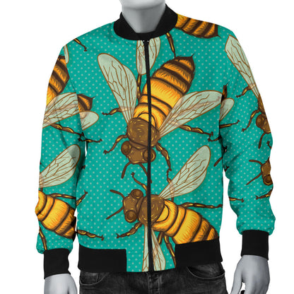 Bee Pattern Print Design BEE04 Men Bomber Jacket