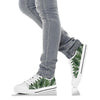 White Green Tropical Palm Leaves White Bottom Low Top Shoes