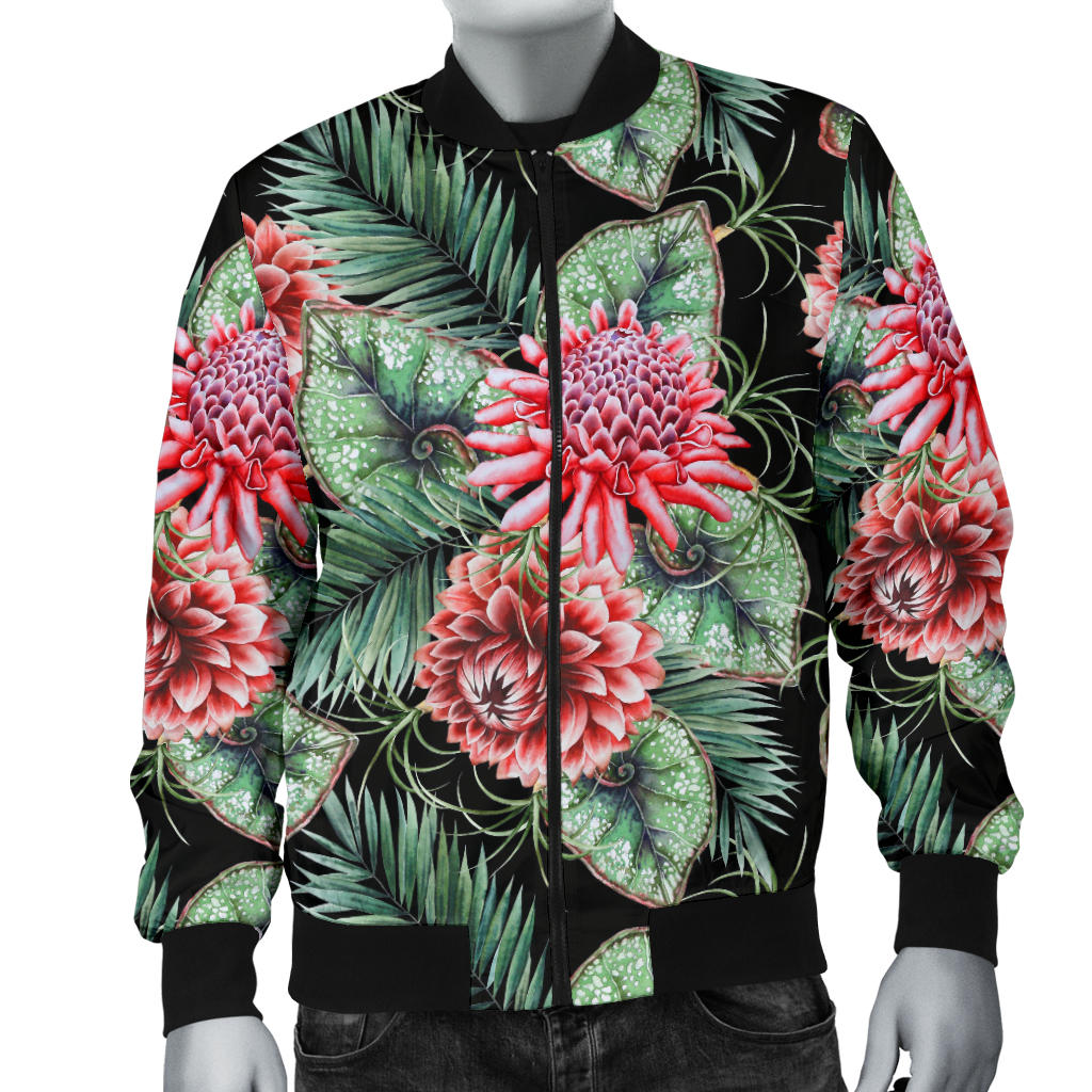 Dahlia Pattern Print Design DH06 Men Bomber Jacket