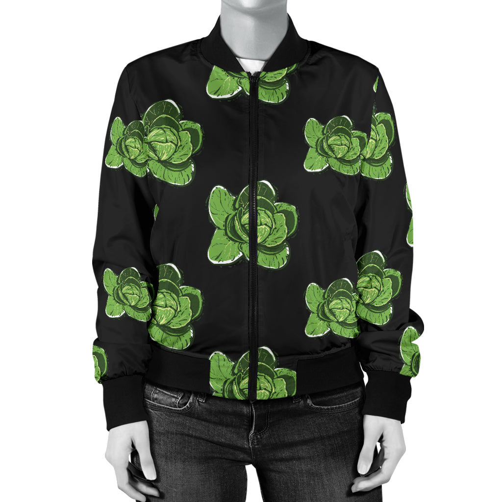 Cabbage Pattern Print Design 03 Women's Bomber Jacket