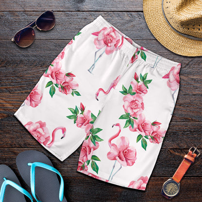 Flamingo Rose Pattern Mens Shorts