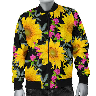 Sunflower Pattern Print Design SF014 Men Bomber Jacket