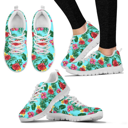Hibiscus Hawaiian Flower Sneakers White Bottom Shoes