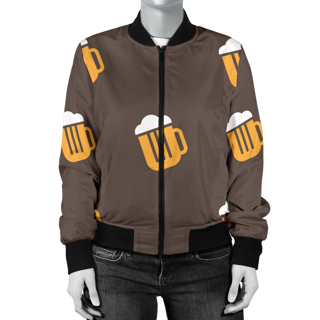 Beer Pattern Print Design 01 Women's Bomber Jacket