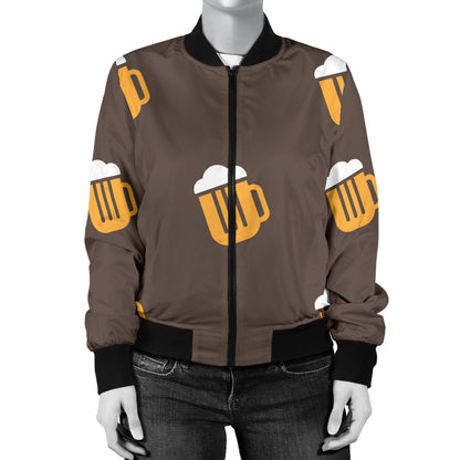 Beer Pattern Print Design 01 Women's Bomber Jacket