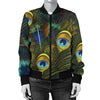 Peacock Feather Pattern Print Design A03 Women's Bomber Jacket