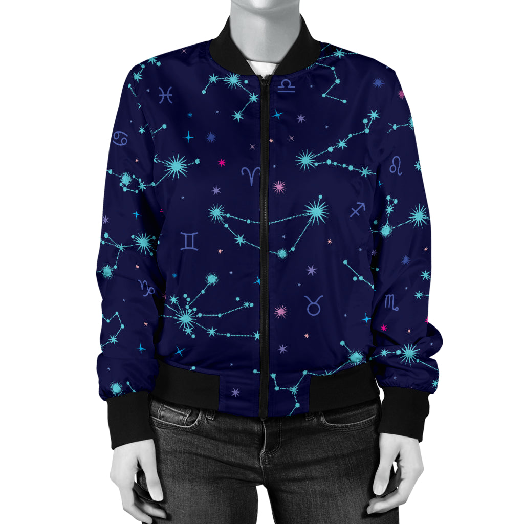 Constellation Pattern Print Design 01 Women's Bomber Jacket