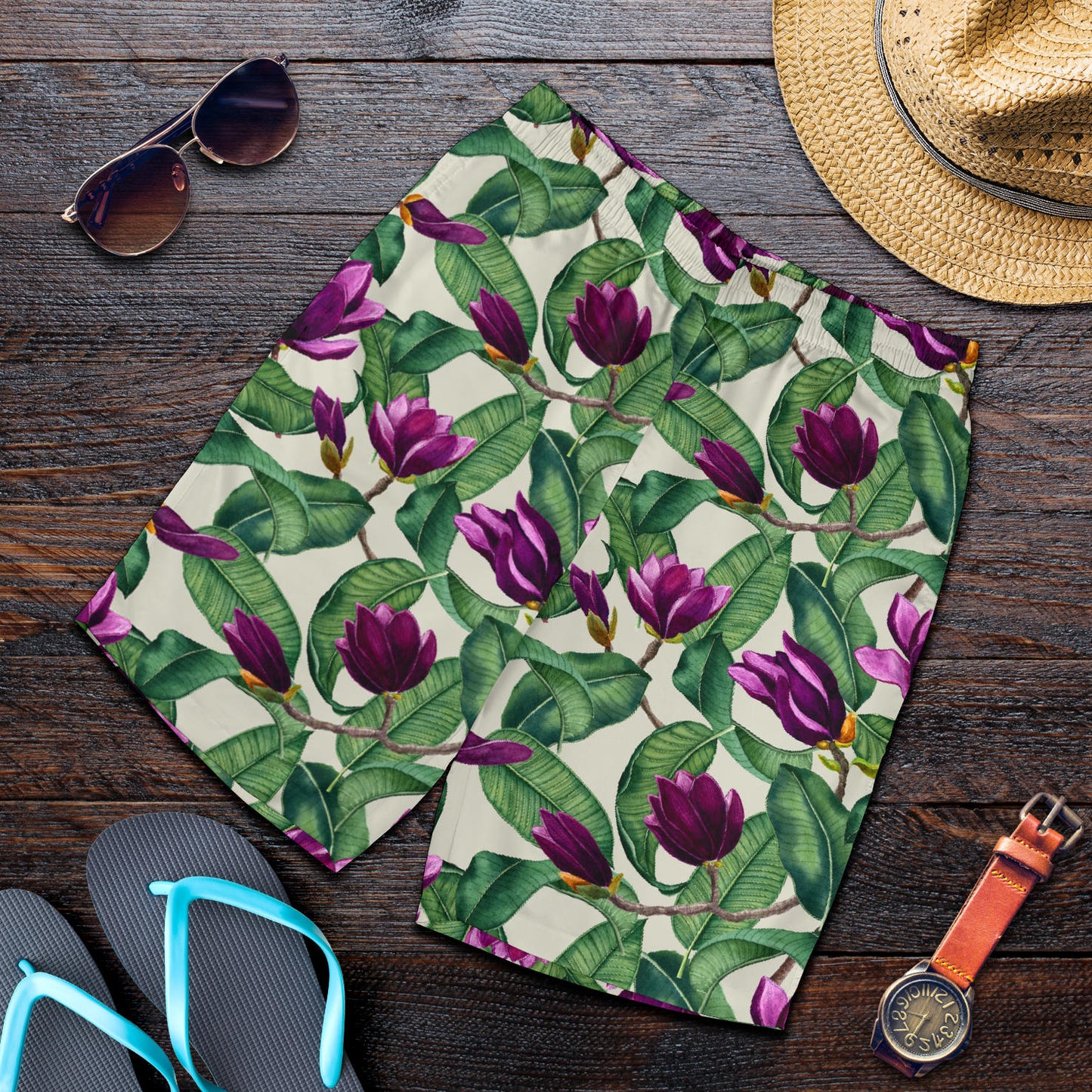 Magnolia Pattern Print Design MAG07 Mens Shorts