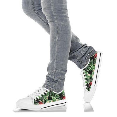 Bird Of Paradise Pattern Print Design BOP05 White Bottom Low Top Shoes