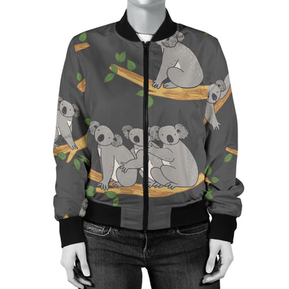 Koala Pattern Print Design 07 Women's Bomber Jacket