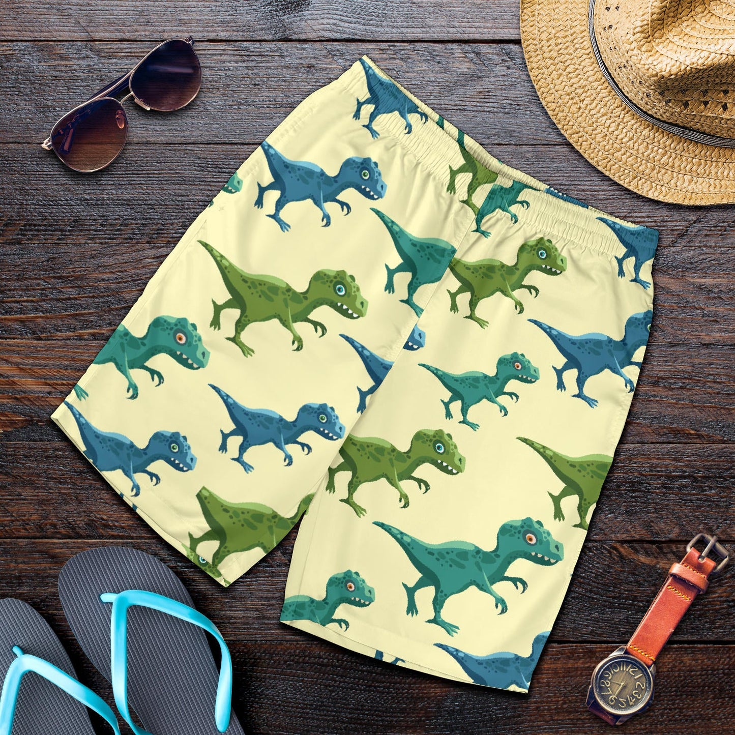 T Rex Pattern Print Design A04 Mens Shorts
