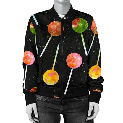 Lollipop Pattern Print Design LL04 Women Bomber Jacket