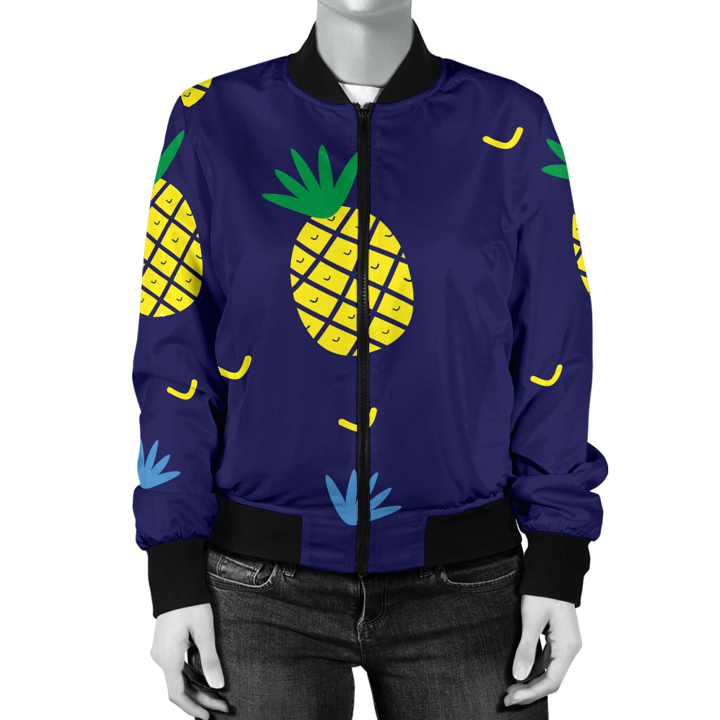 Pineapple Pattern Print Design A01 Women's Bomber Jacket