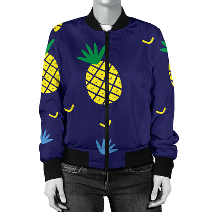 Pineapple Pattern Print Design A01 Women's Bomber Jacket
