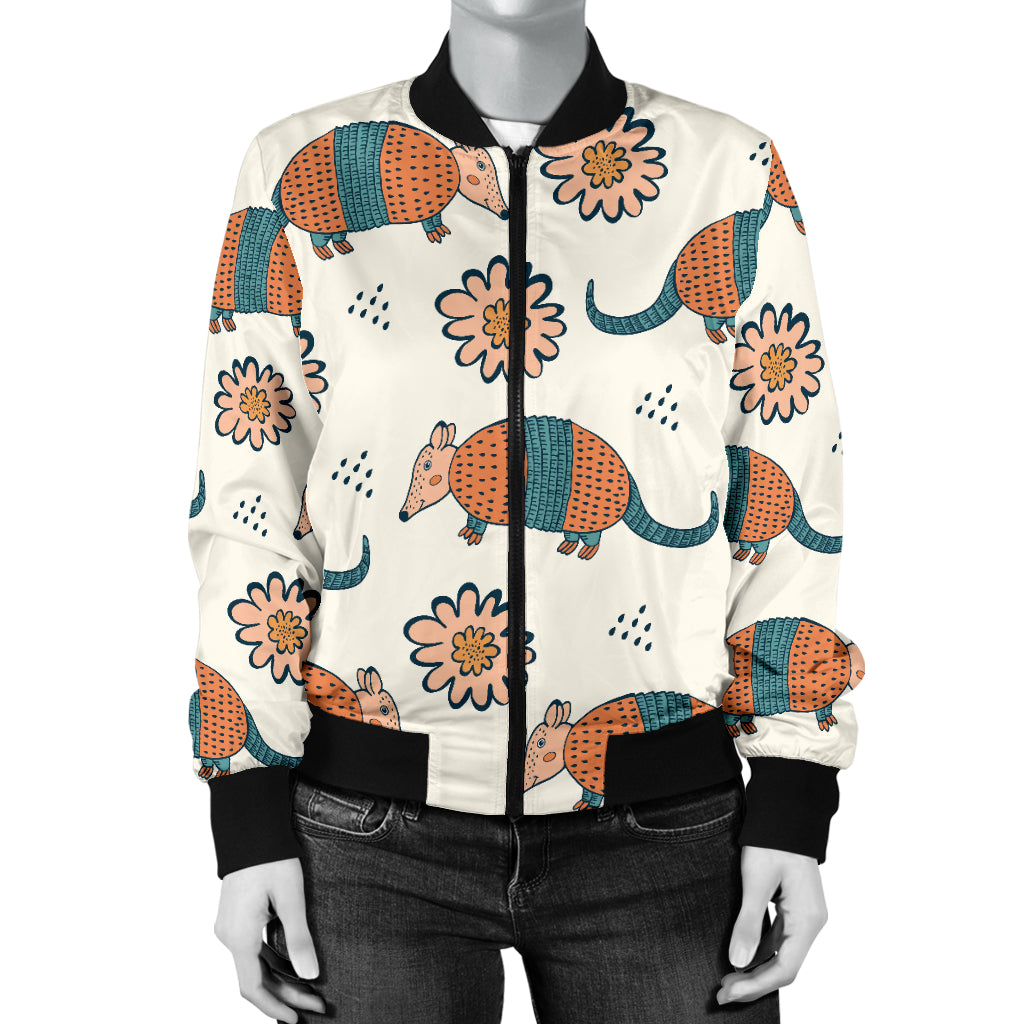 Armadillo Pattern Print Design 02 Women's Bomber Jacket