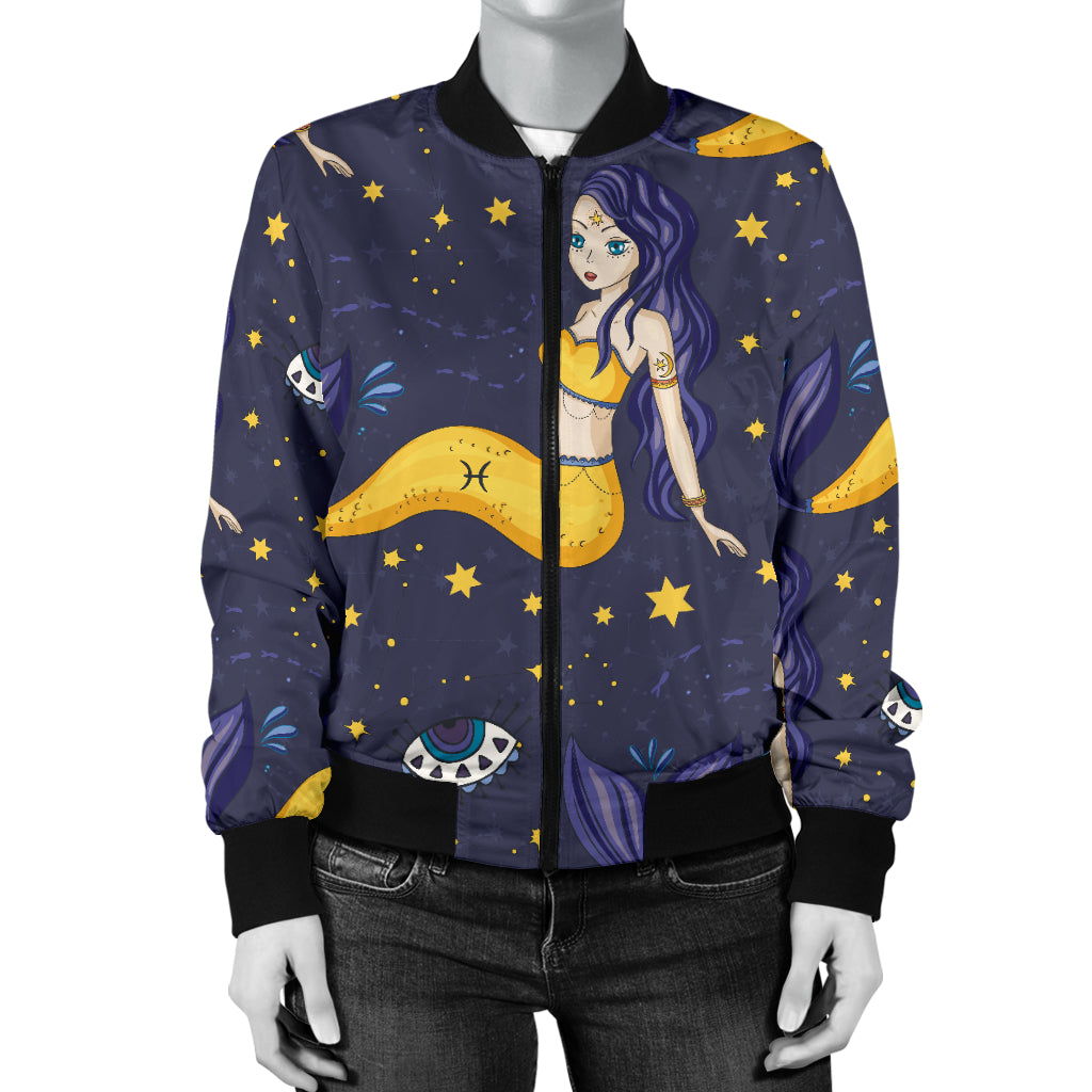 Pisces Pattern Print Design A04 Women's Bomber Jacket