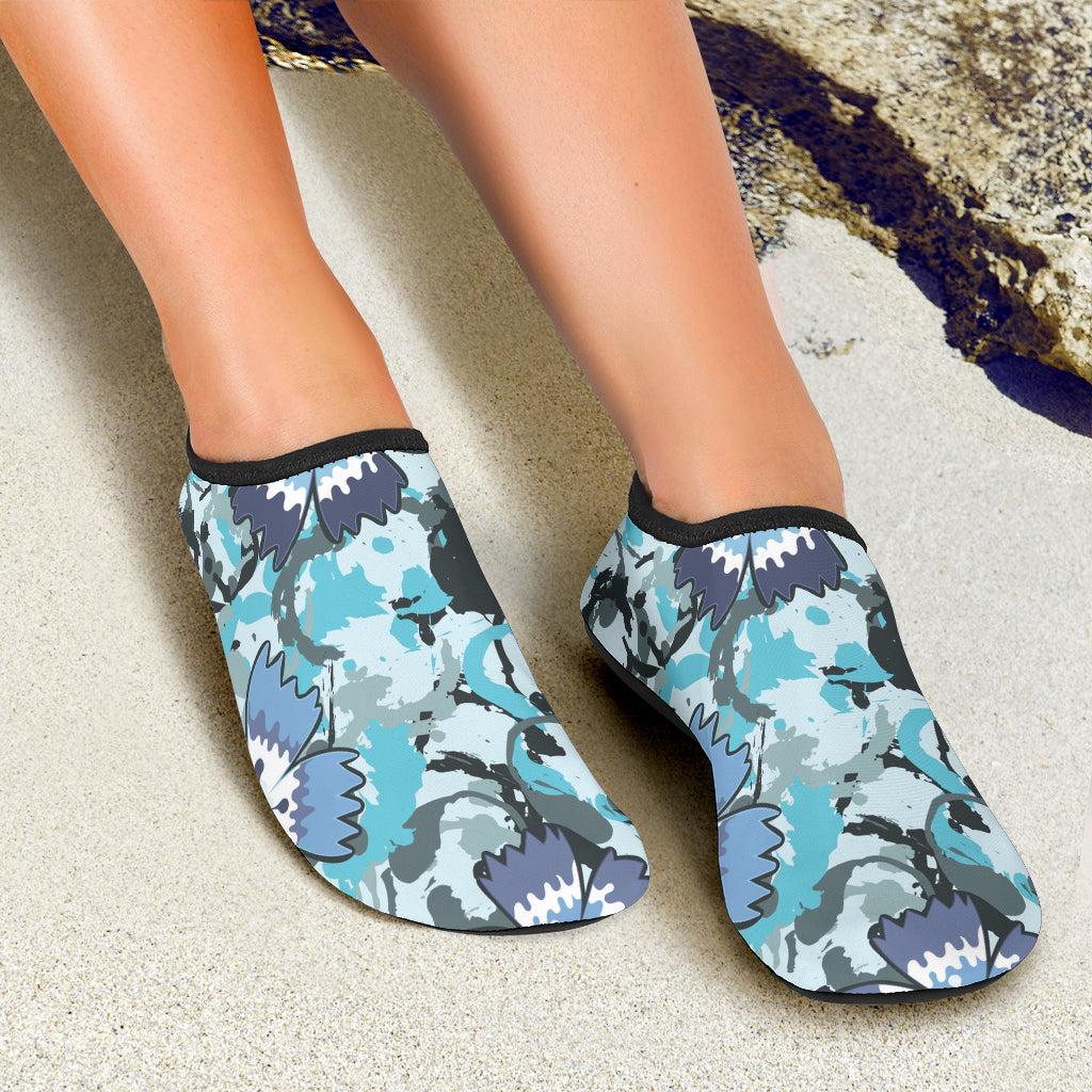 Carnations Pattern Print Design CN04 Aqua Water Shoes