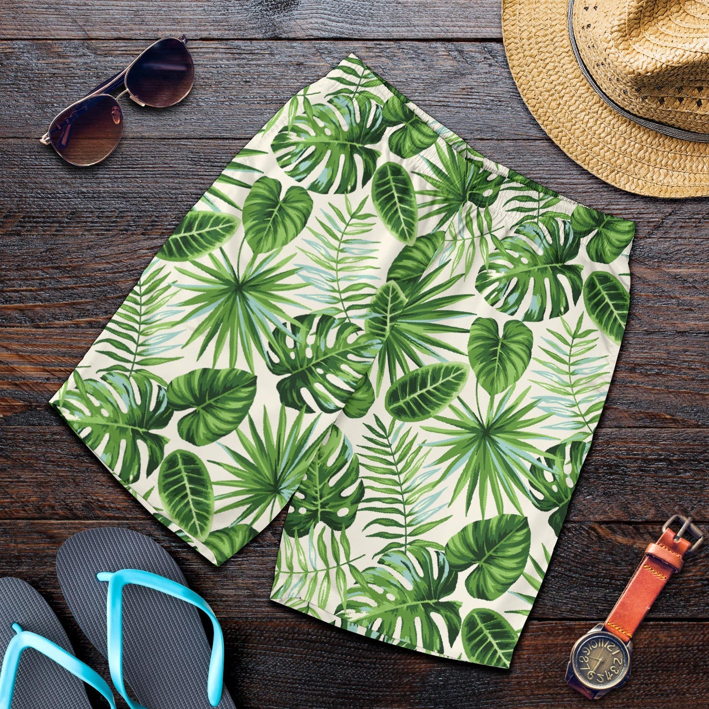 Palm Leaf Pattern Print Design A01 Mens Shorts