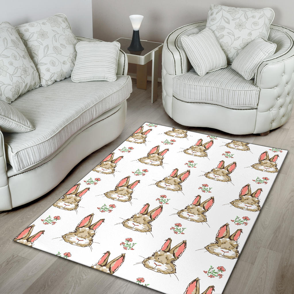 Rabbit Pattern Print Design RB09 Area Rugs