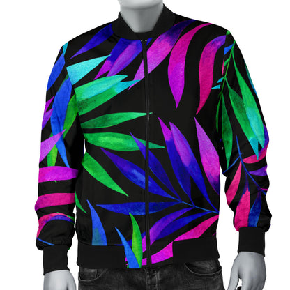 Tropical Flower Pattern Print Design TF010 Men Bomber Jacket