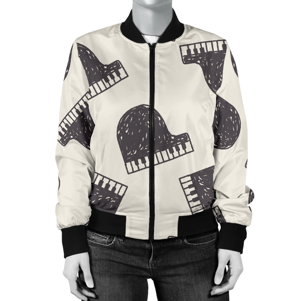 Piano Pattern Print Design 04 Women's Bomber Jacket