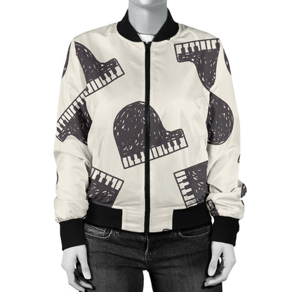 Piano Pattern Print Design 04 Women's Bomber Jacket