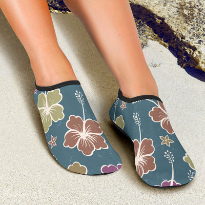 Hibiscus Pattern Print Design HB033 Aqua Water Shoes