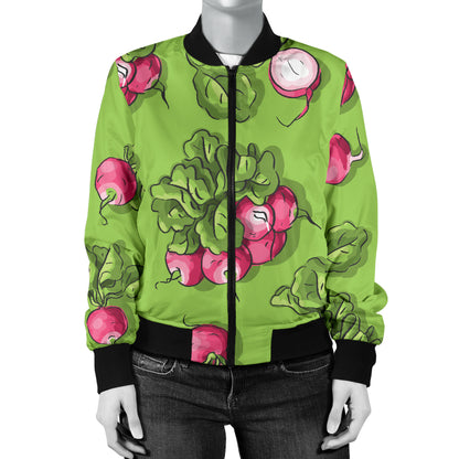 Radish Pattern Print Design A05 Women's Bomber Jacket