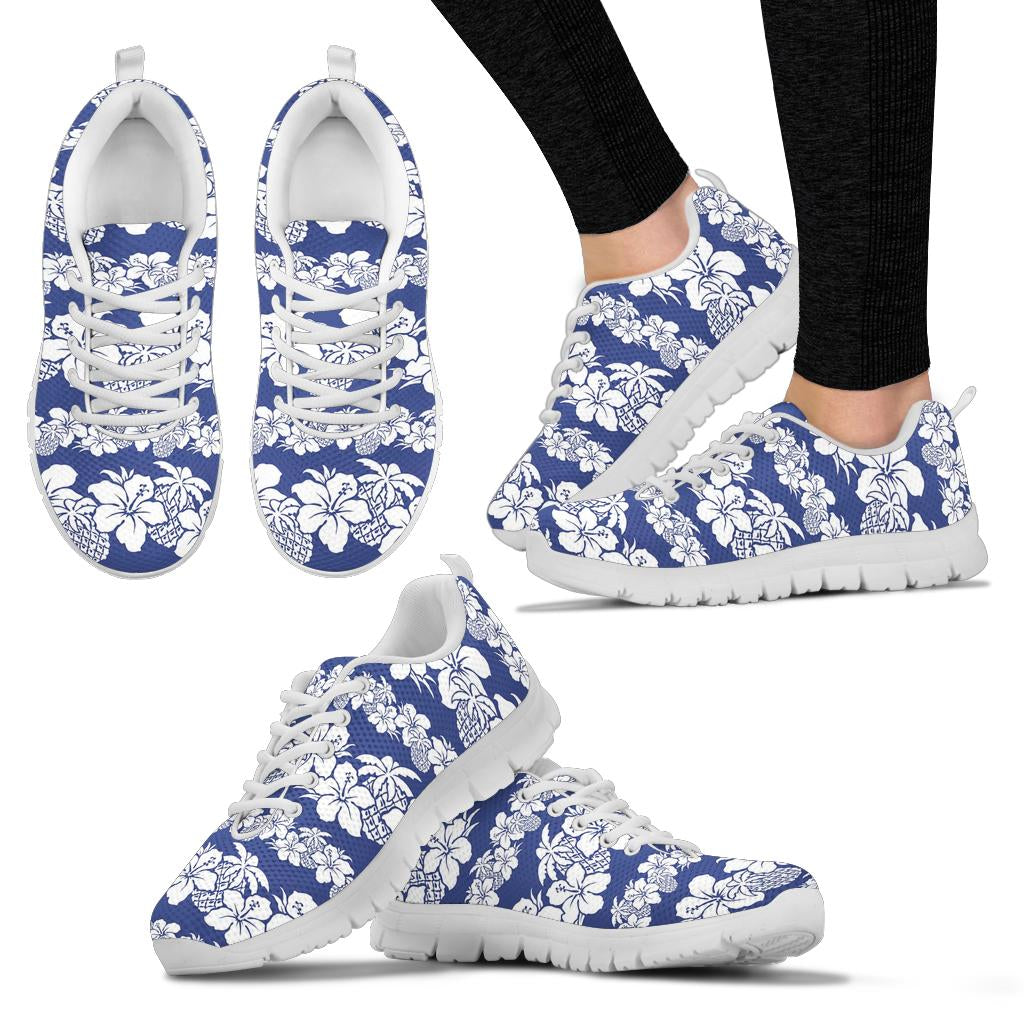 Hawaiian Themed Pattern Print Design H07 Sneakers White Bottom Shoes