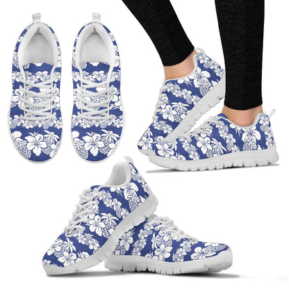 Hawaiian Themed Pattern Print Design H07 Sneakers White Bottom Shoes