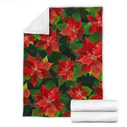 Poinsettia Pattern Print Design POT04 Fleece Blanket