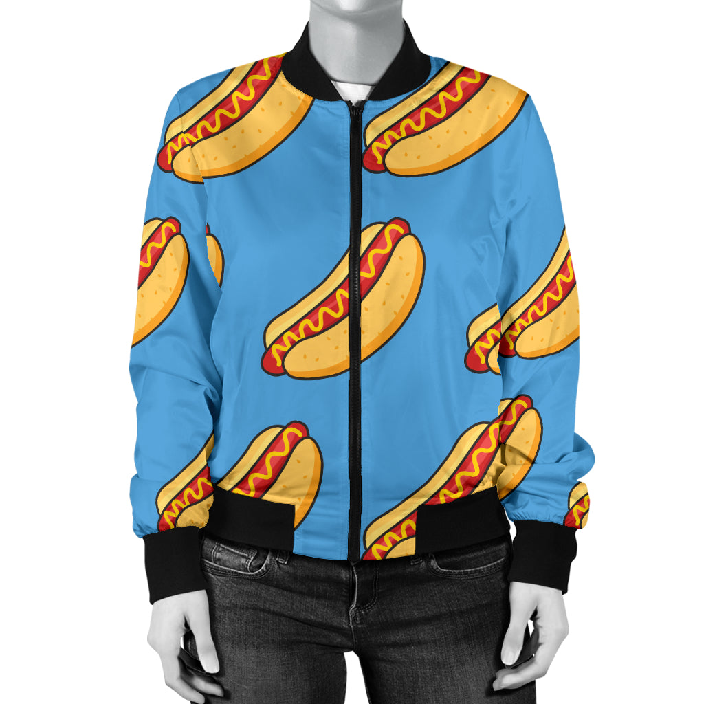 Hot Dog Pattern Print Design 02 Women's Bomber Jacket