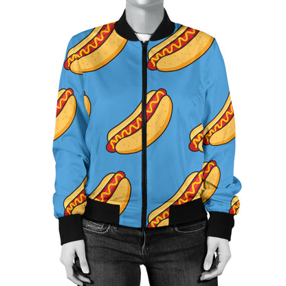 Hot Dog Pattern Print Design 02 Women's Bomber Jacket