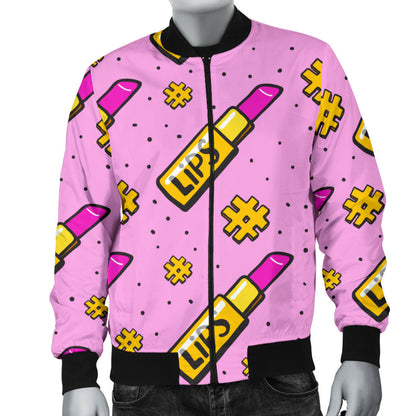 Lipstick Pattern Print Design LT03 Men Bomber Jacket