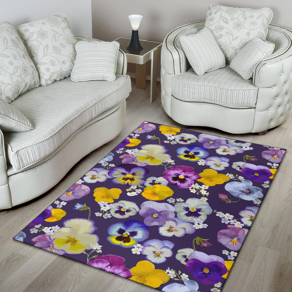 Pansy Pattern Print Design PS02 Area Rugs