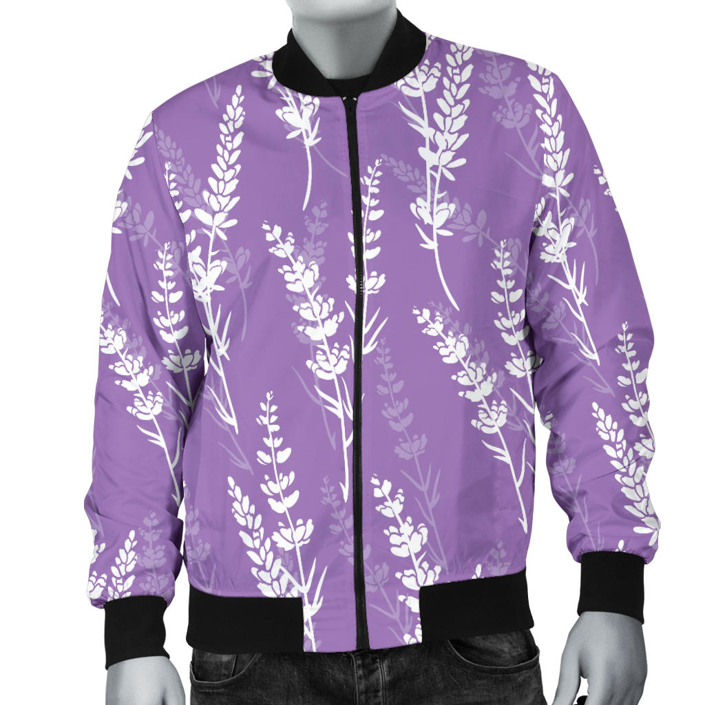 Lavender Pattern Print Design LV08 Men Bomber Jacket
