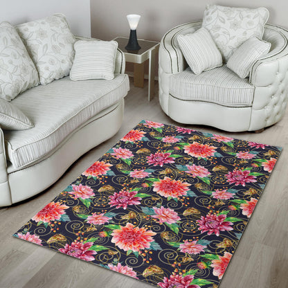 Dahlia Pattern Print Design DH02 Area Rugs