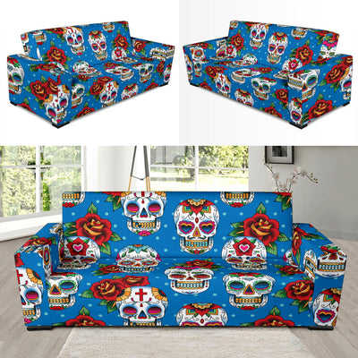 Sugar Skull Rose Pattern Sofa Slipcover