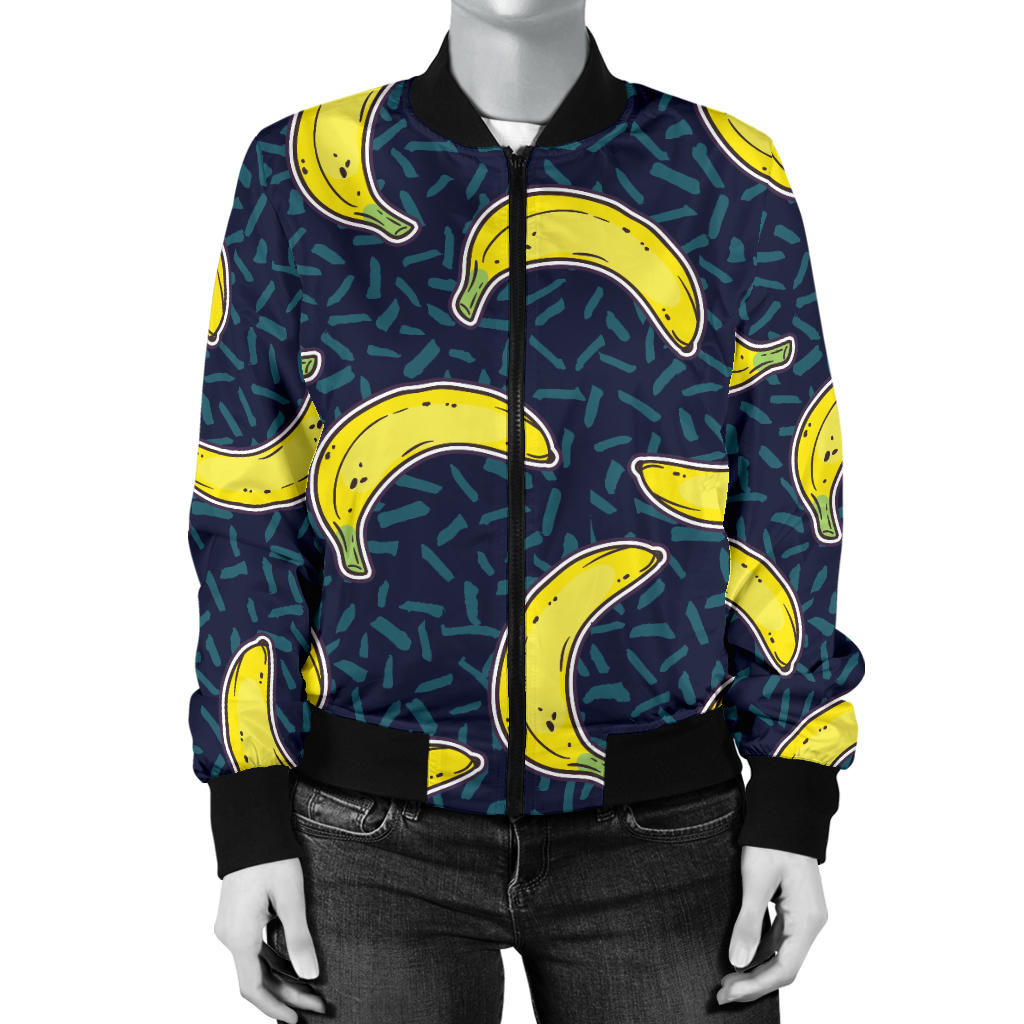 Banana Pattern Print Design BA09 Women Bomber Jacket